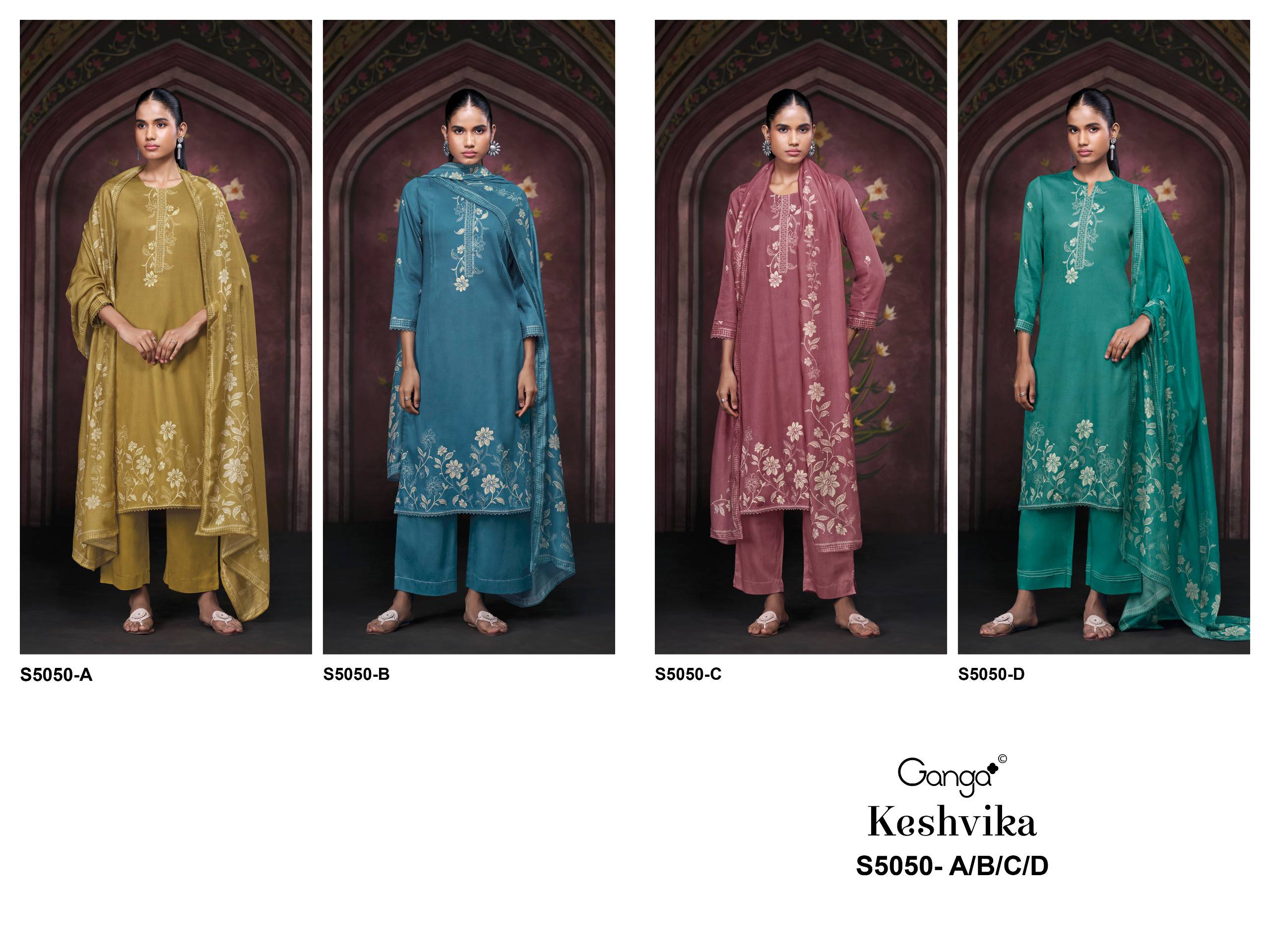 KESHVIKA 5050 SERIES BY GANGA FASHION Beautiful Colourful COTTON SATIN Dresses At Wholesale Price
